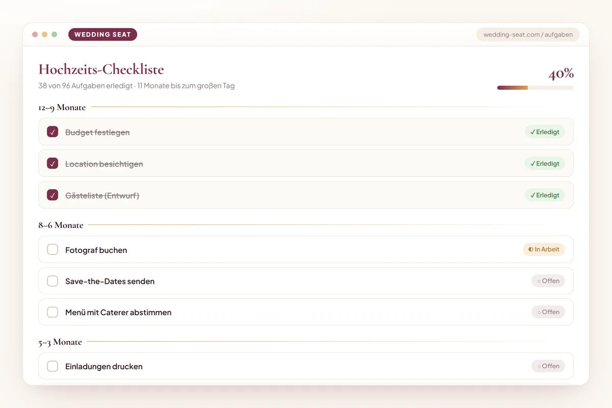 Wedding Seat — Hochzeits-Checkliste