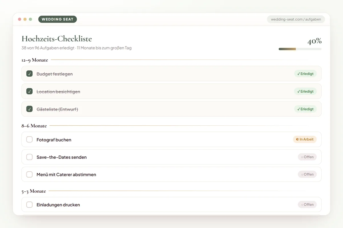 Wedding Seat — Hochzeits-Checkliste · Sage & Olive