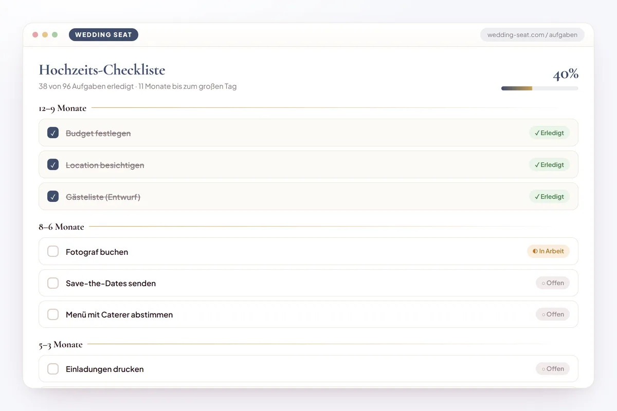 Wedding Seat — Hochzeits-Checkliste · Dusk Blue