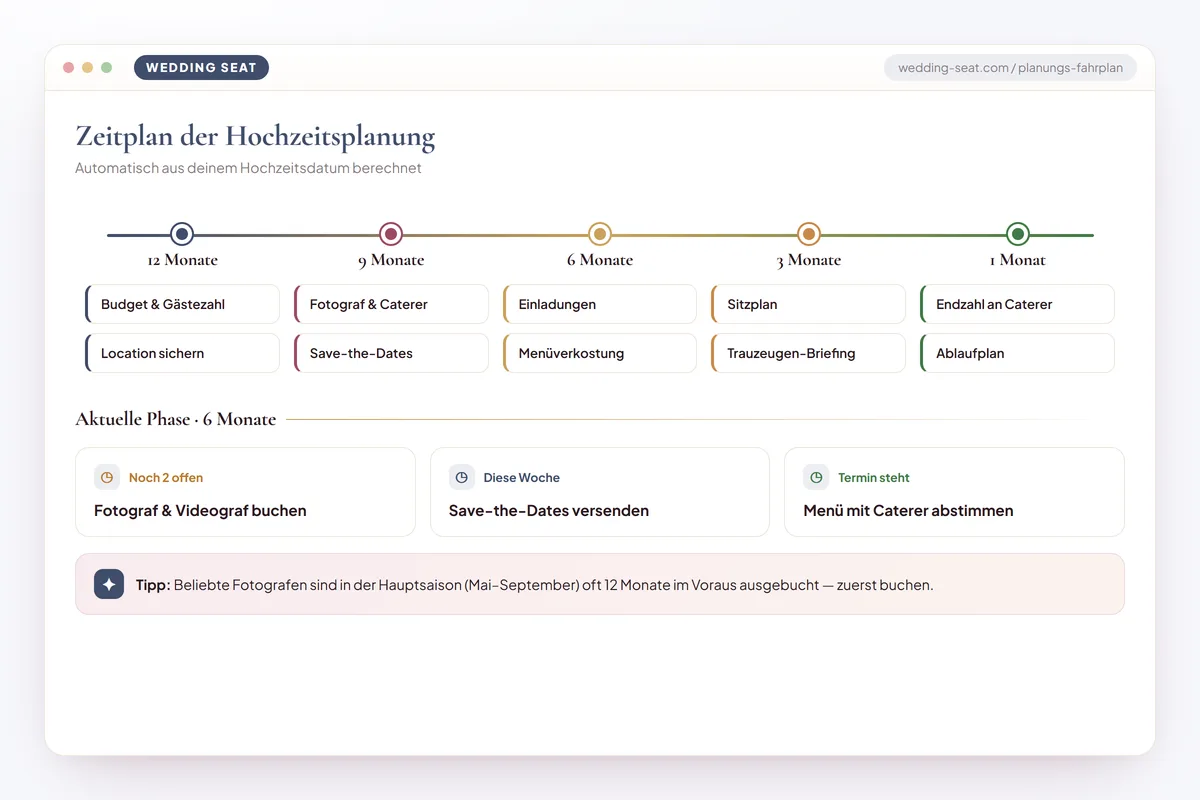 Wedding Seat — Zeitplan der Hochzeitsplanung · Dusk Blue
