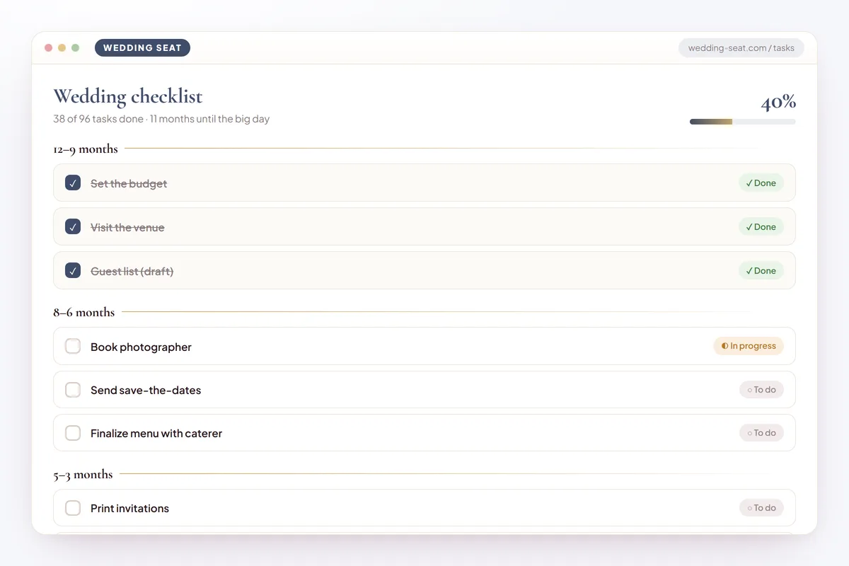 Wedding Seat — Wedding checklist · Dusk Blue