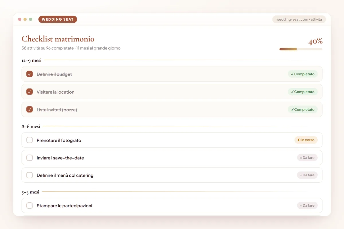 Wedding Seat — Checklist matrimonio · Terracotta