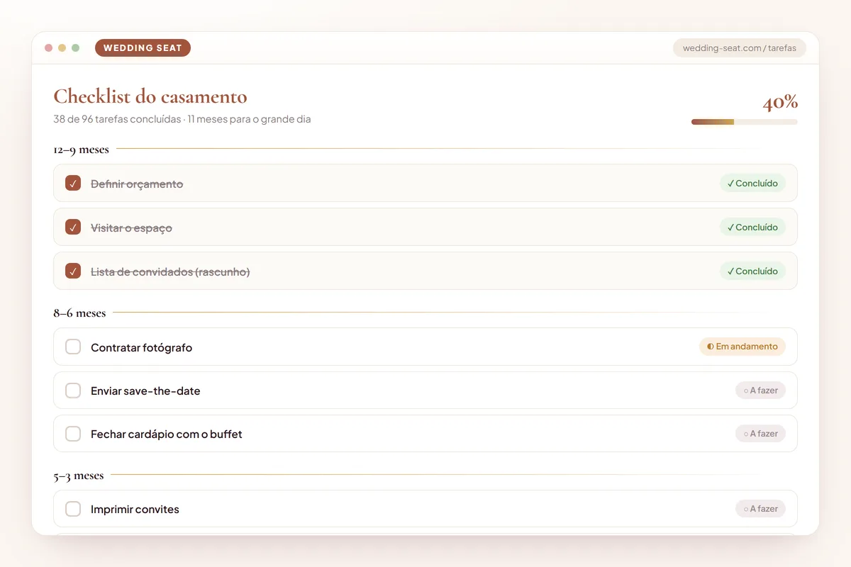 Wedding Seat — Checklist do casamento · Terracotta