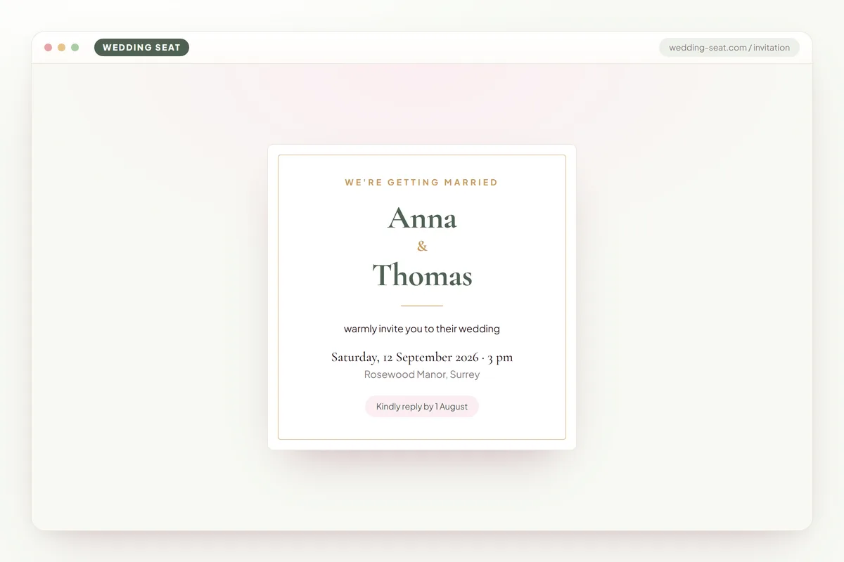 Wedding Seat — Invitation – preview · Sage & Olive