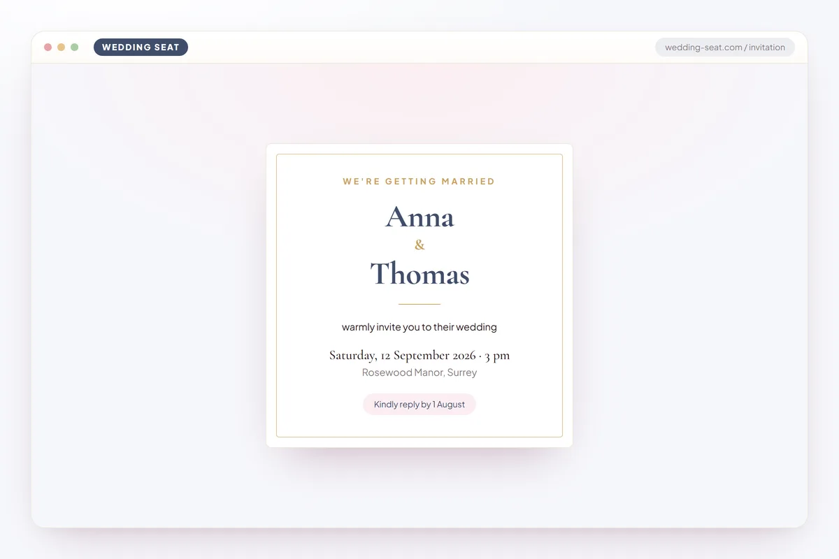 Wedding Seat — Invitation – preview · Dusk Blue