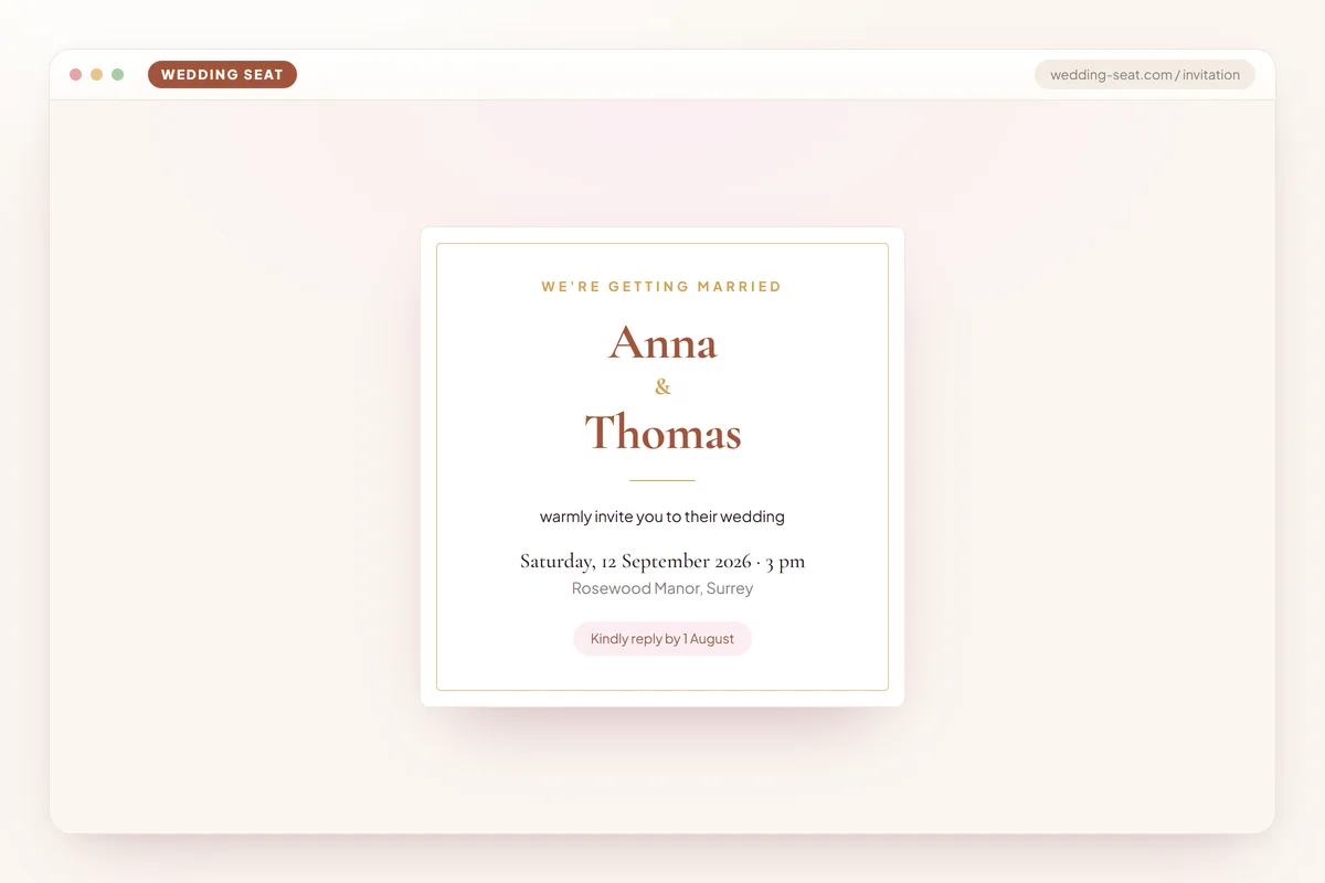 Wedding Seat — Invitation – preview · Terracotta