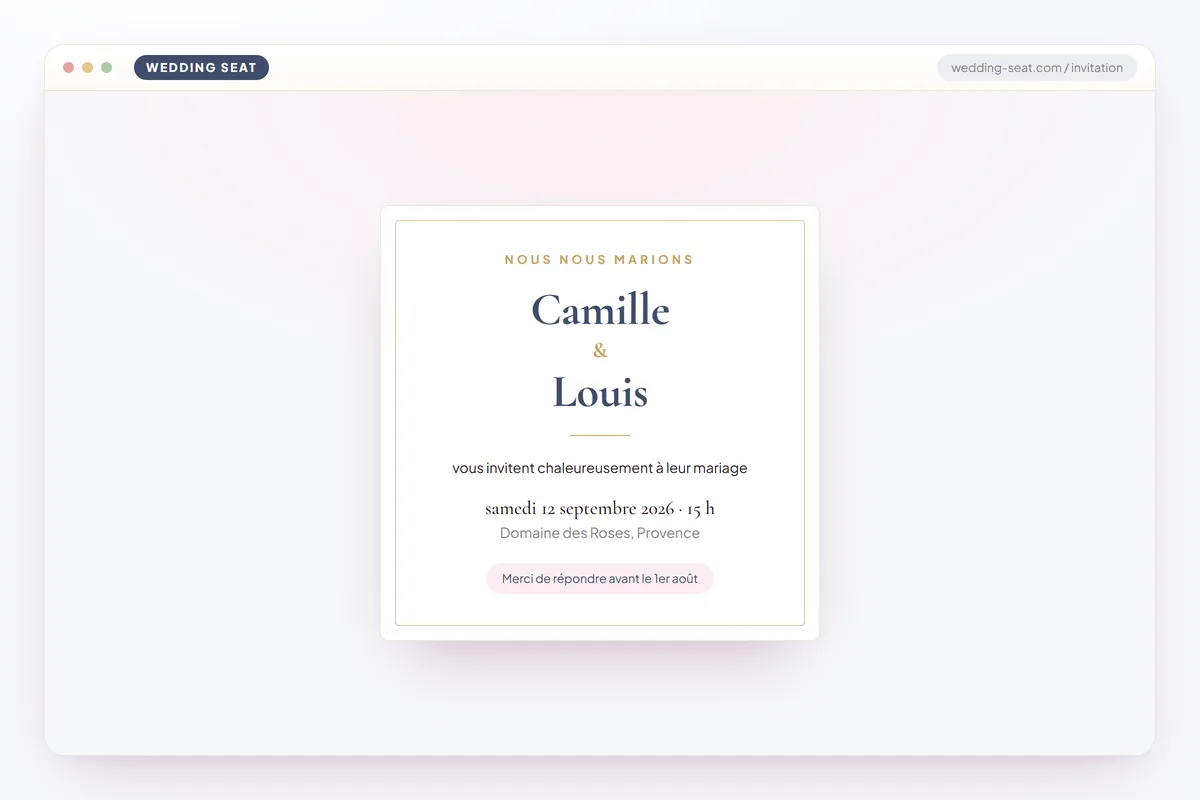 Wedding Seat — Invitation – aperçu · Dusk Blue