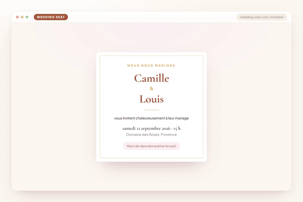 Wedding Seat — Invitation – aperçu · Terracotta