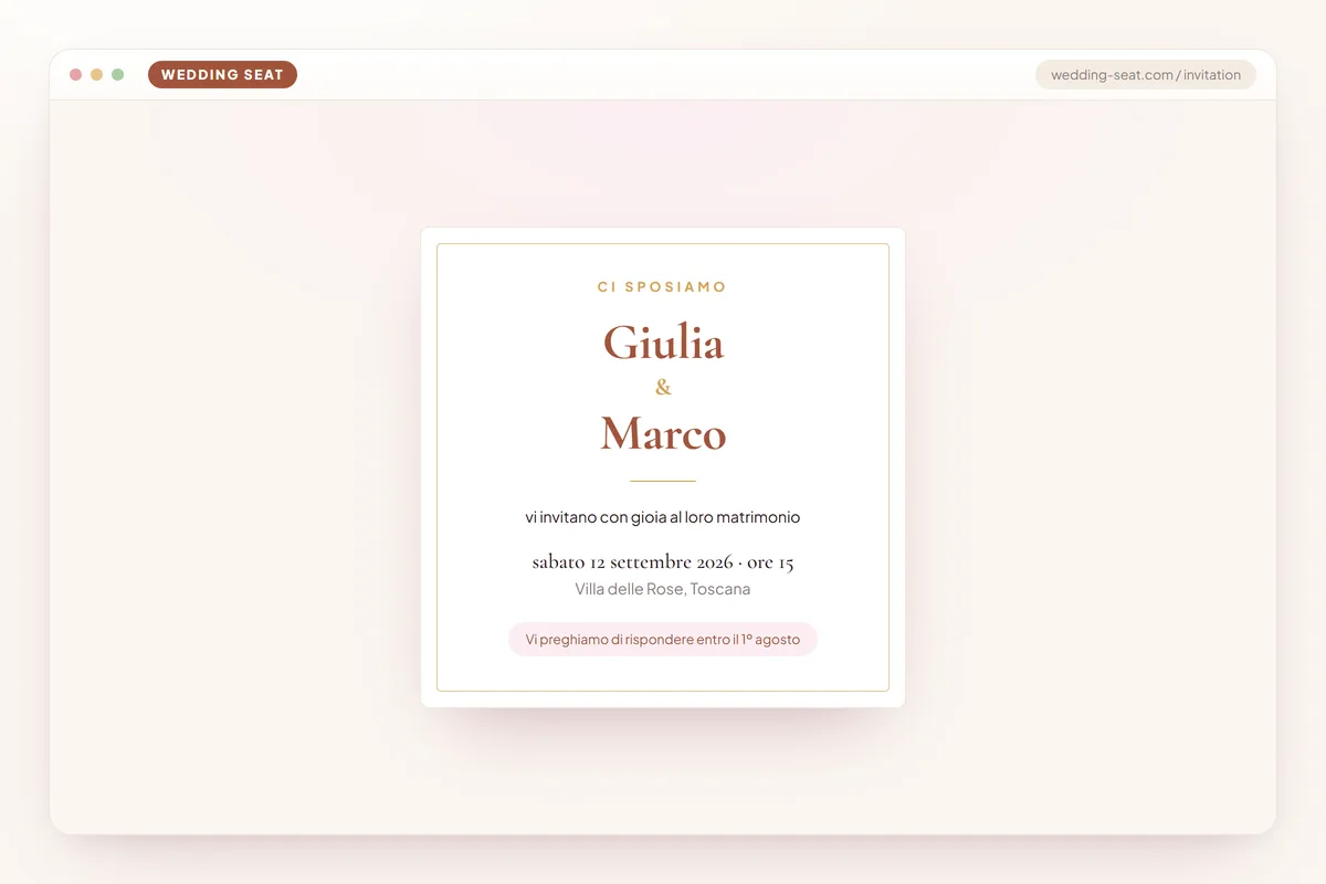 Wedding Seat — Invito – anteprima · Terracotta