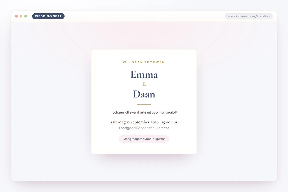 Wedding Seat — Uitnodiging – voorbeeld · Dusk Blue