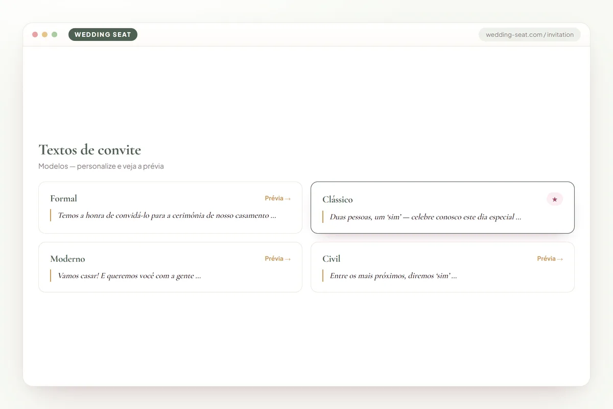 Wedding Seat — Textos de convite · Sage & Olive