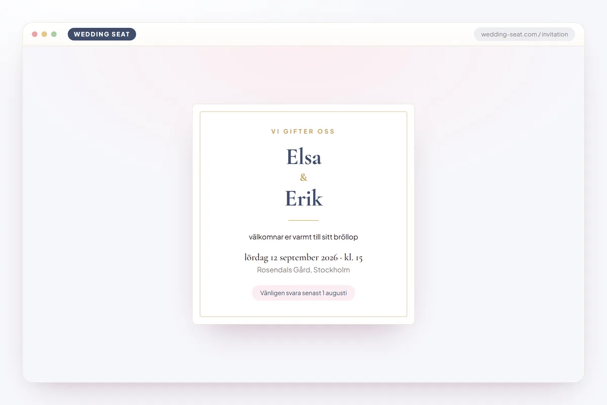 Wedding Seat — Inbjudan – förhandsvisning · Dusk Blue