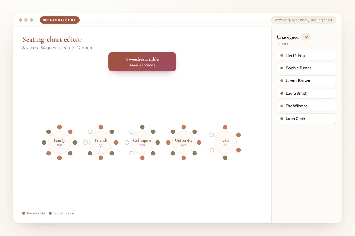 Wedding Seat — Seating-chart editor · Terracotta