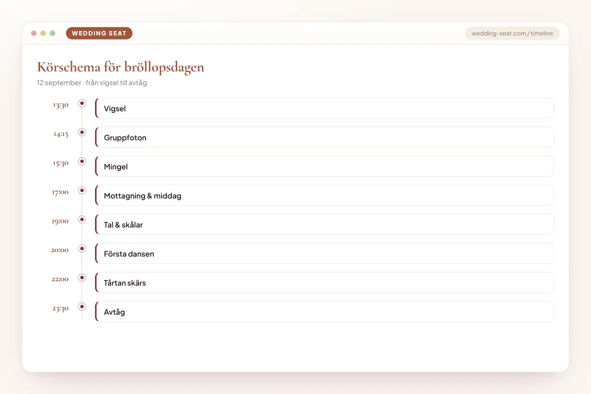 Wedding Seat — Körschema för bröllopsdagen · Terracotta