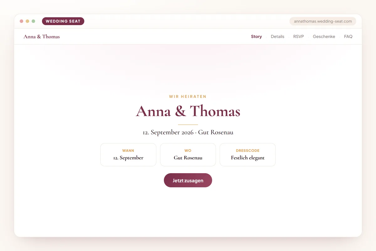 Wedding Seat — Anna & Thomas — Hochzeitswebsite