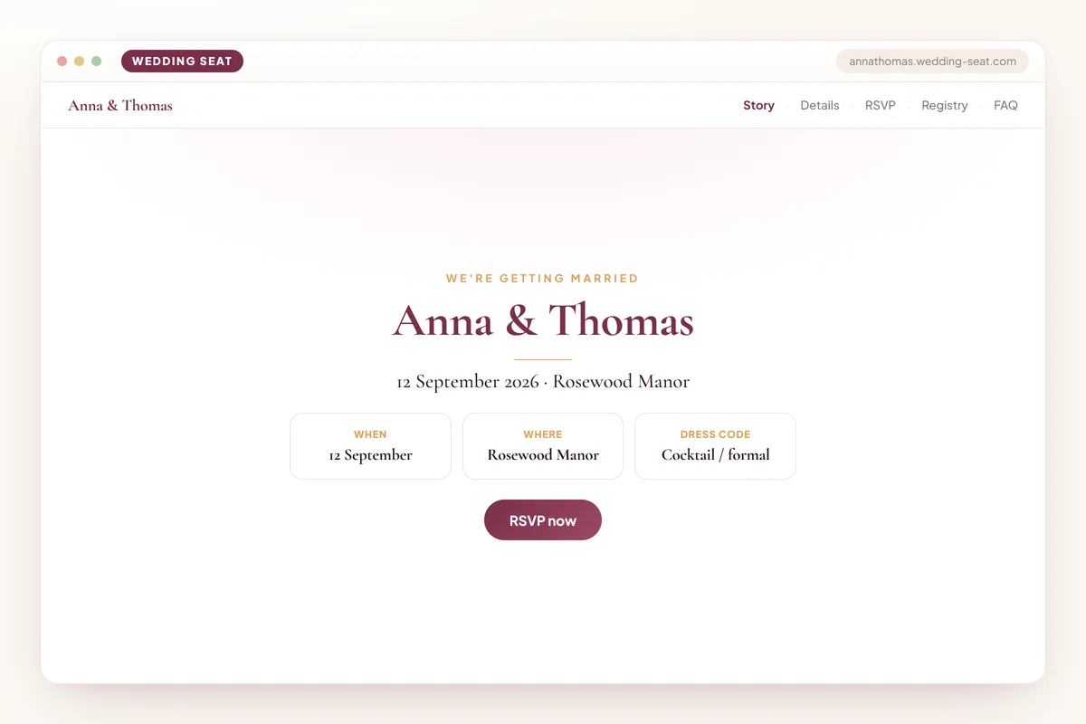 Wedding Seat — Anna & Thomas — Wedding website
