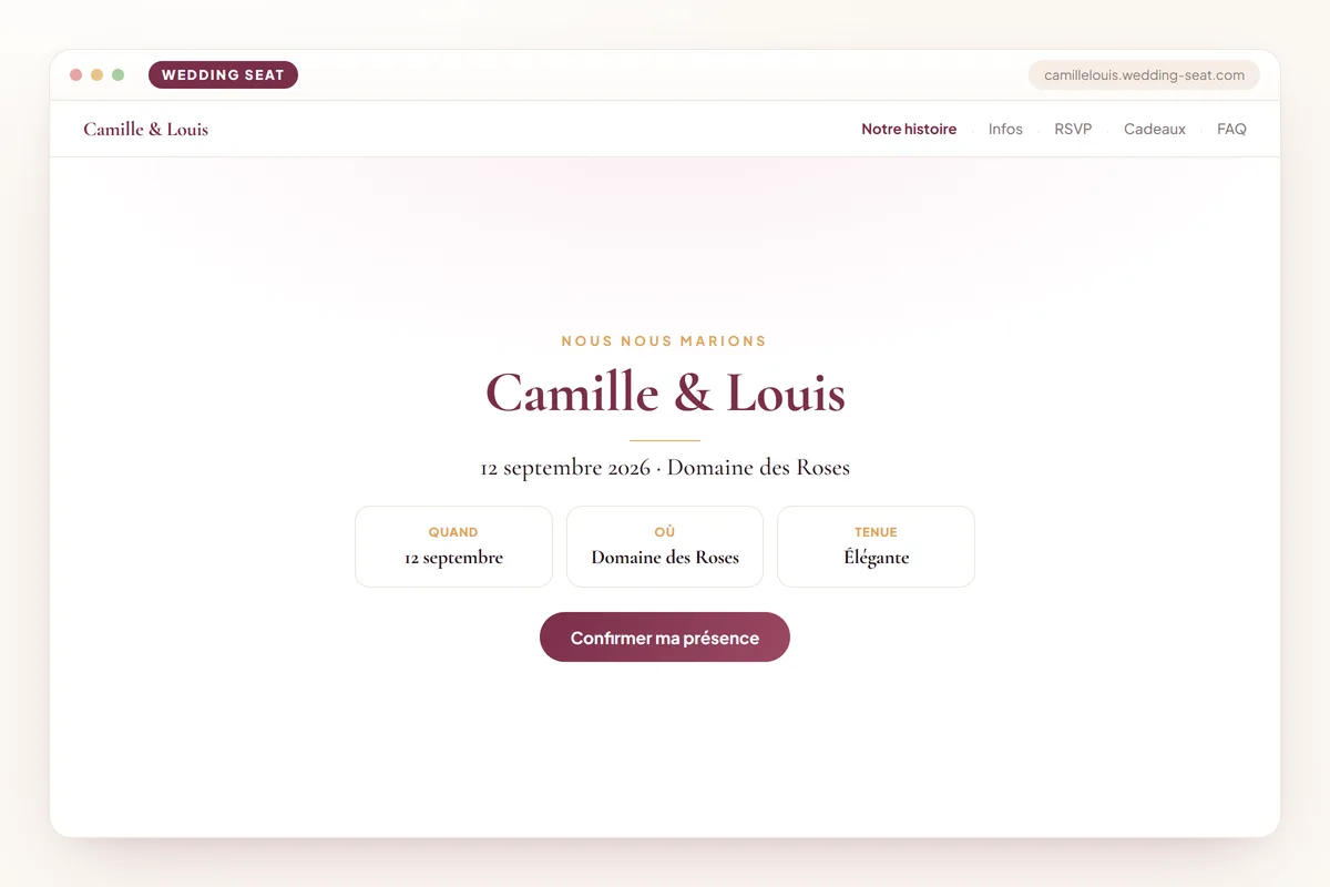 Wedding Seat — Camille & Louis — Site de mariage