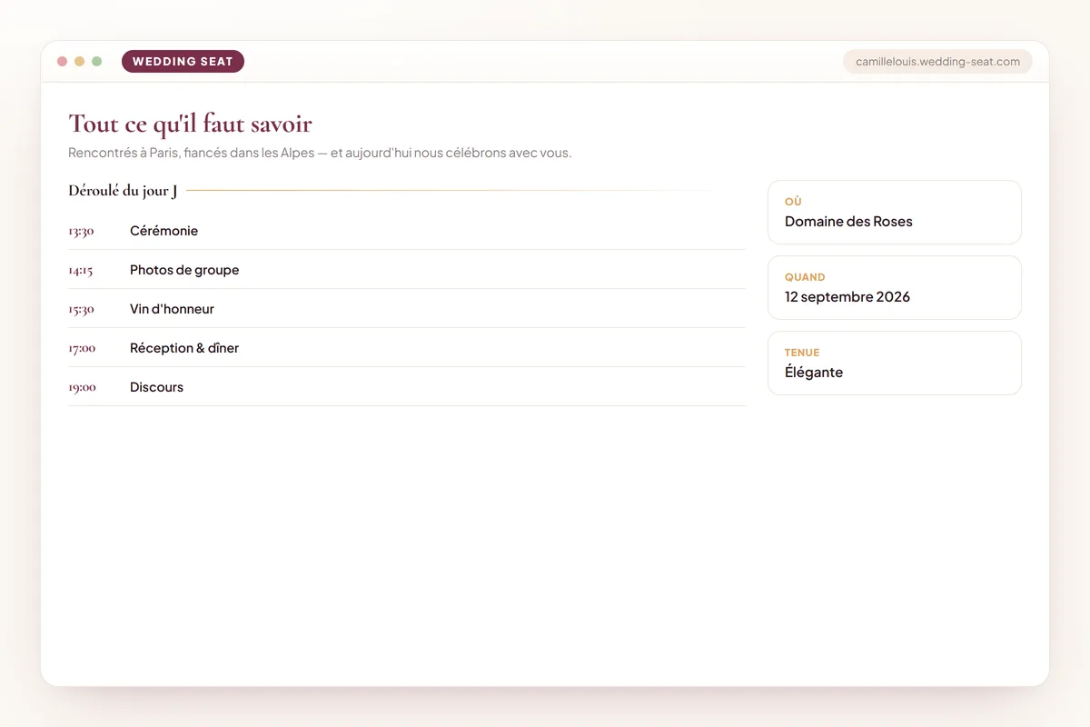 Wedding Seat — Site de mariage – infos