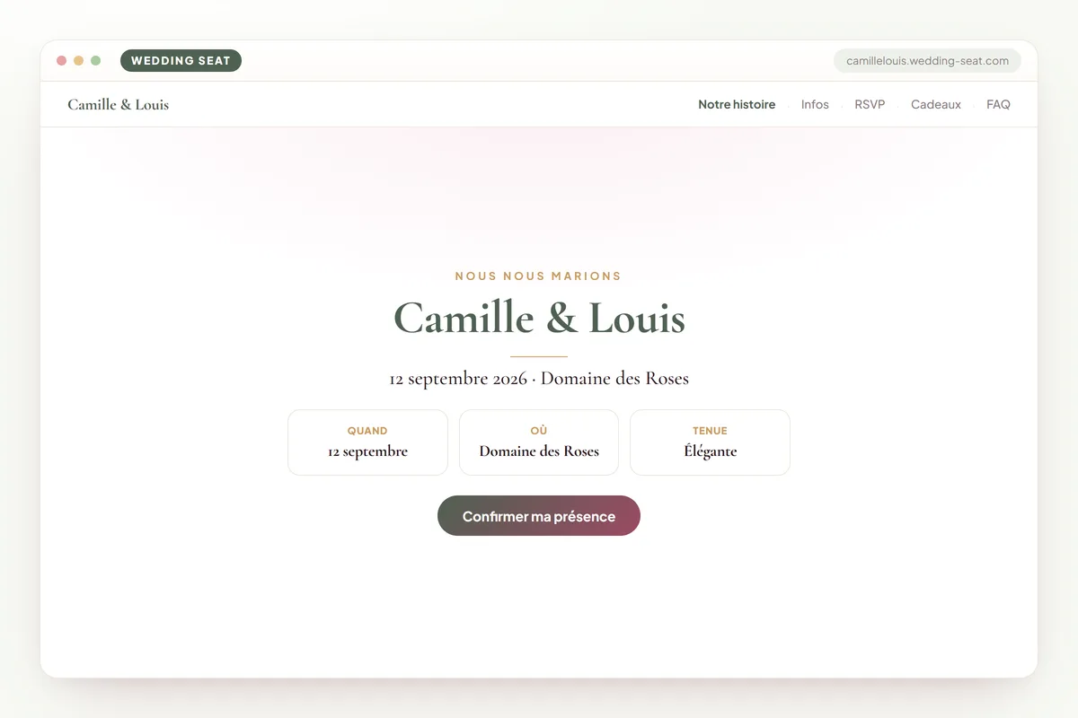 Wedding Seat — Camille & Louis — Site de mariage · Sage & Olive