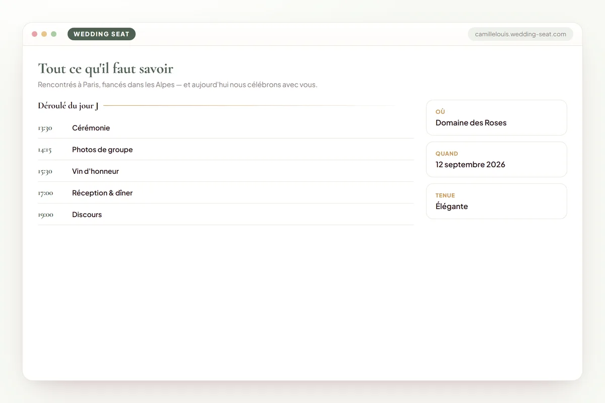 Wedding Seat — Site de mariage – infos · Sage & Olive