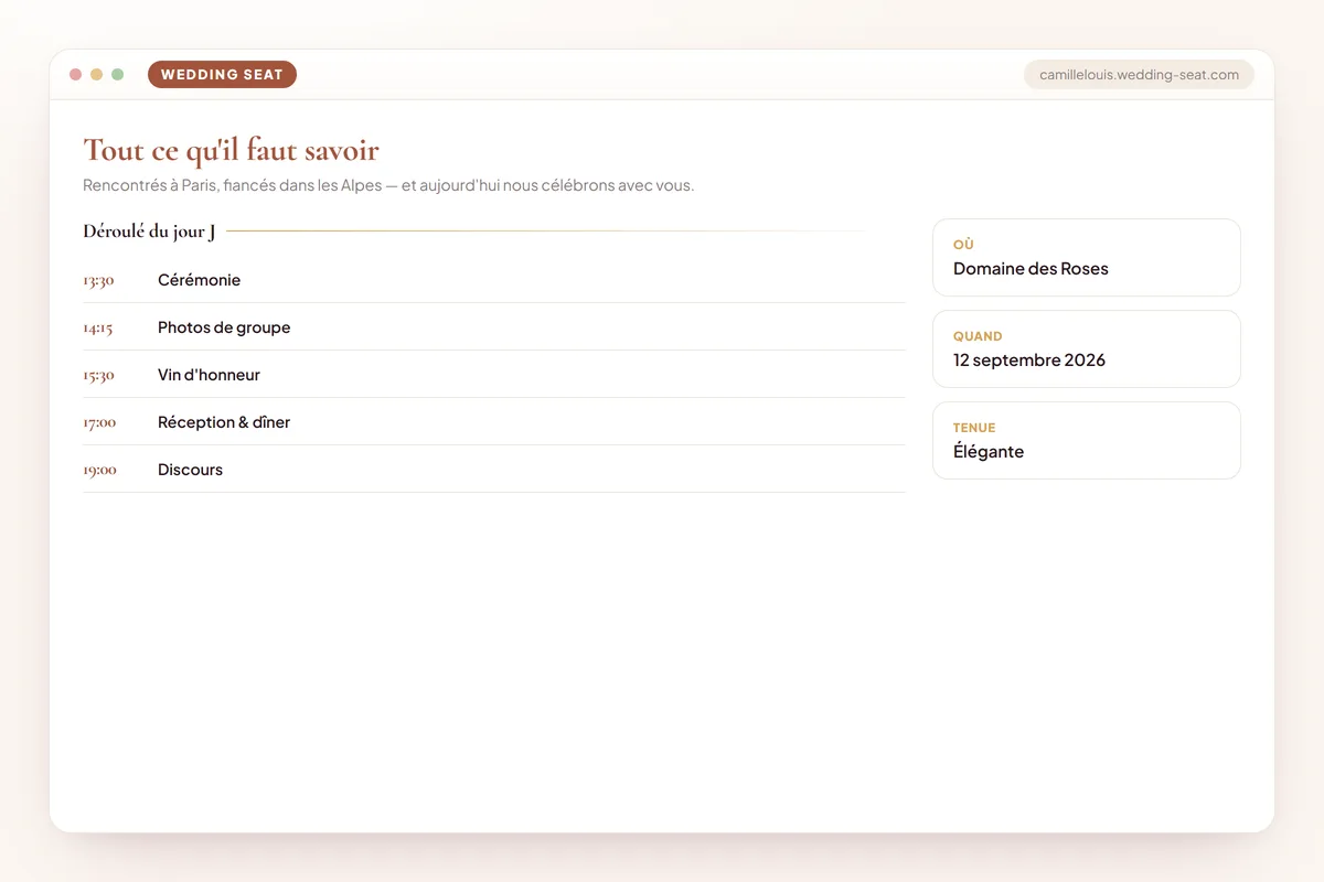 Wedding Seat — Site de mariage – infos · Terracotta