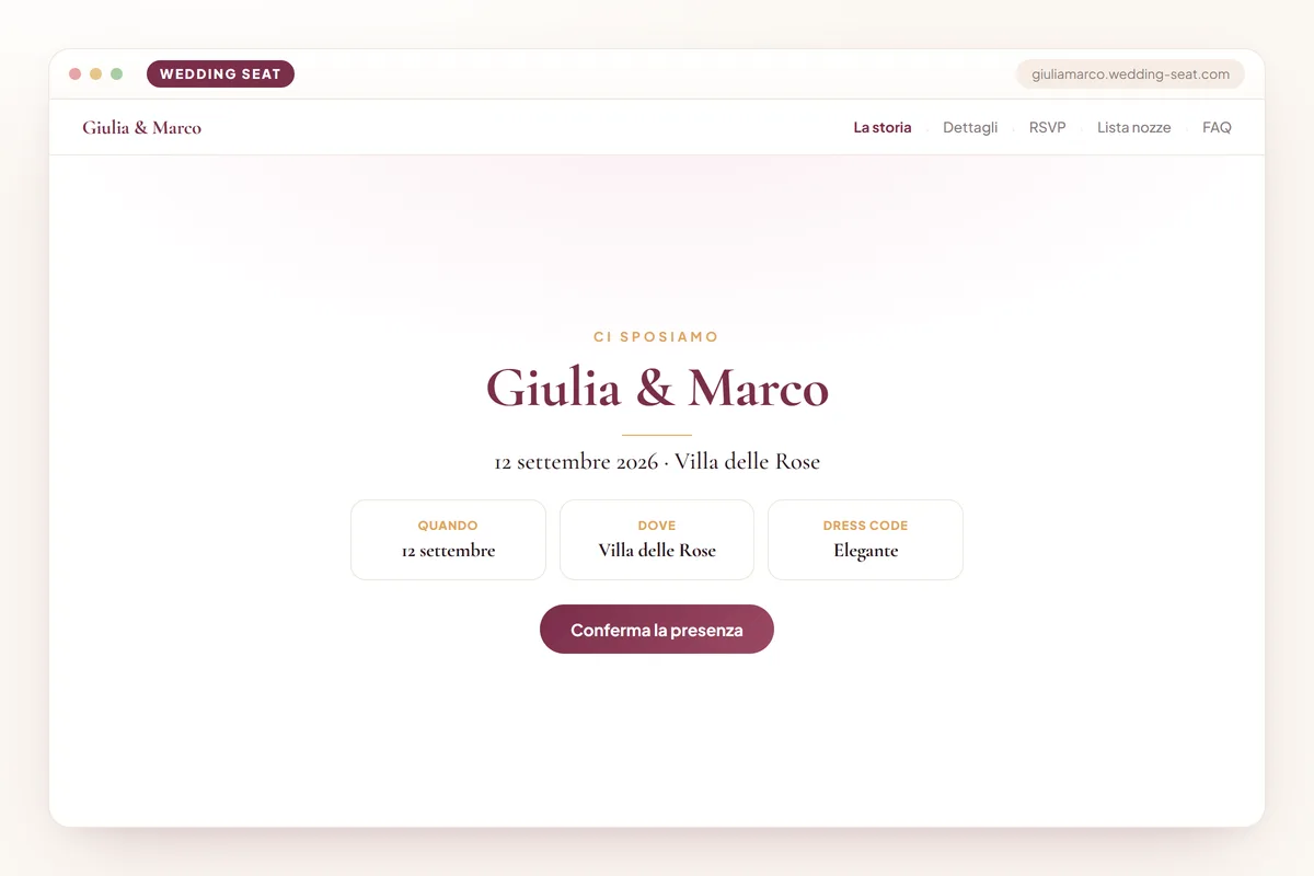 Wedding Seat — Giulia & Marco — Sito del matrimonio