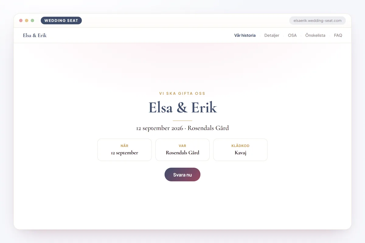 Wedding Seat — Elsa & Erik — Bröllopssajt · Dusk Blue